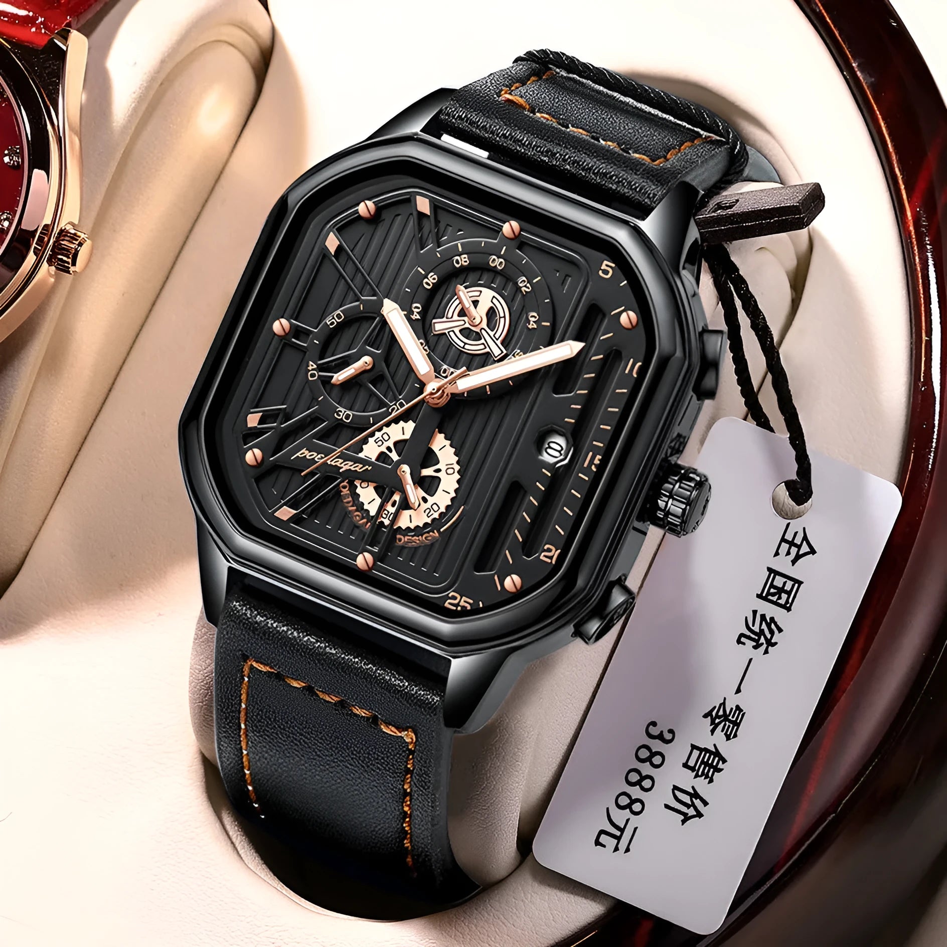 Men's belt-style sports quartz watch with 8mm thickness showing colour options