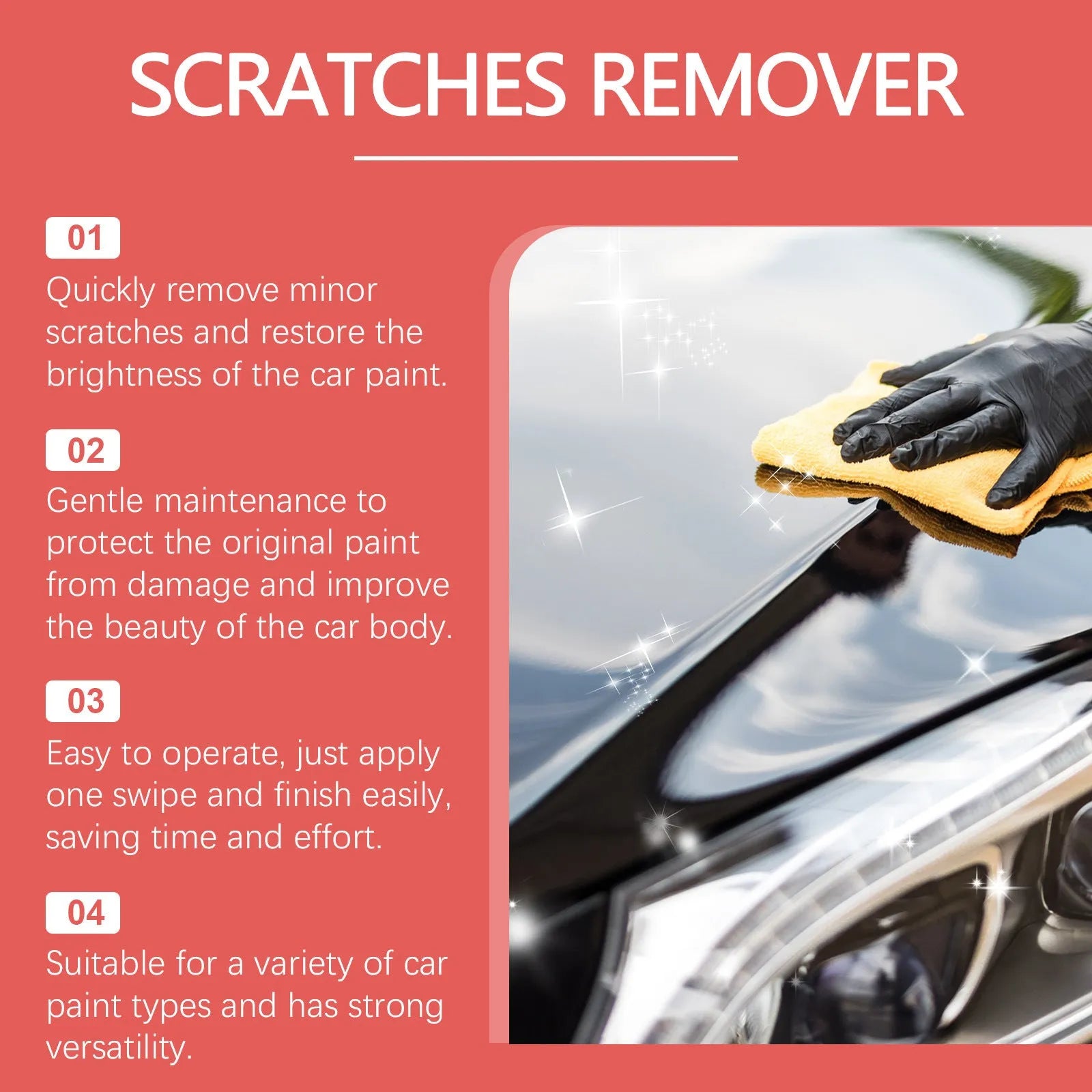 Car scratch repair polishing wax 120ml bottle with sponge applicator on white background