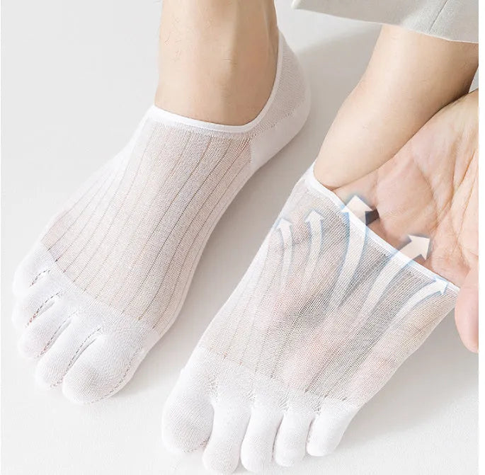 Modal cotton five-finger boat socks in black, dark grey, khaki, light grey and white colours