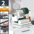 White double-layer kitchen storage rack with removable draining tray