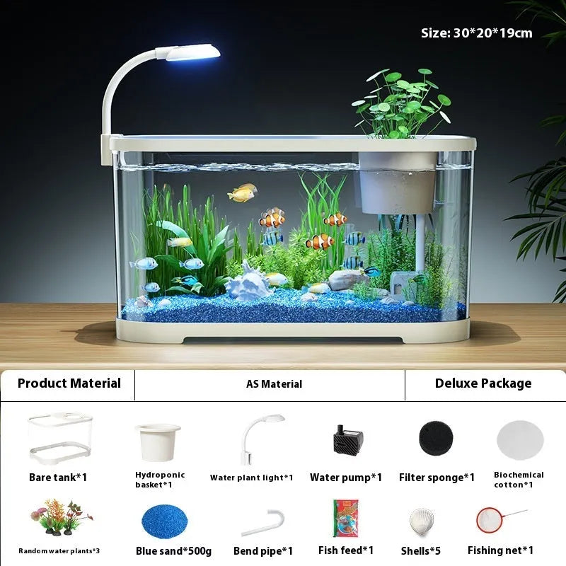 Desktop smart fish tank with ecological filter system in luxury black finish
