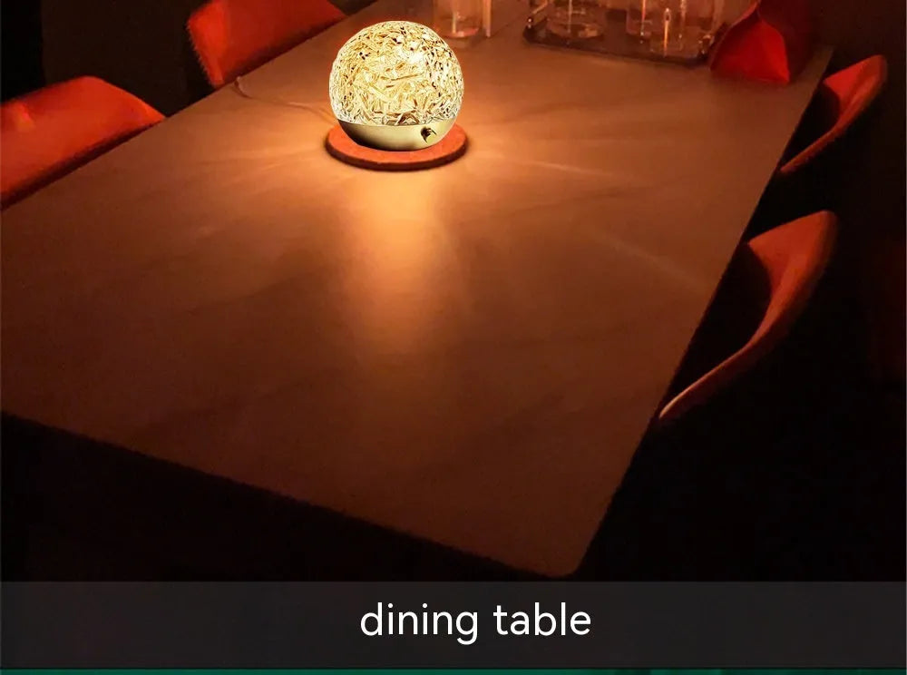 Water ripple projector night light with touch and remote control, acrylic metal USB mood lamp in spherical style
