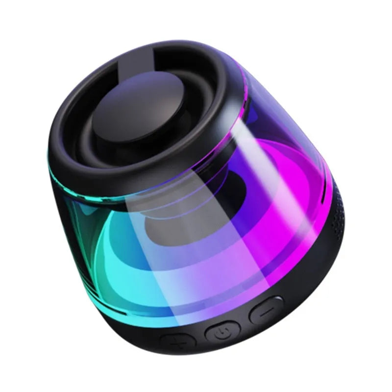 Portable wireless Bluetooth speaker with LED light effects in black or white colour options