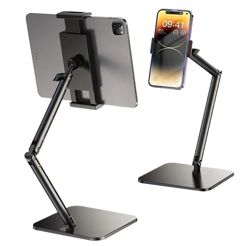 Alloy desktop bracket holding phone with remote control for live streaming