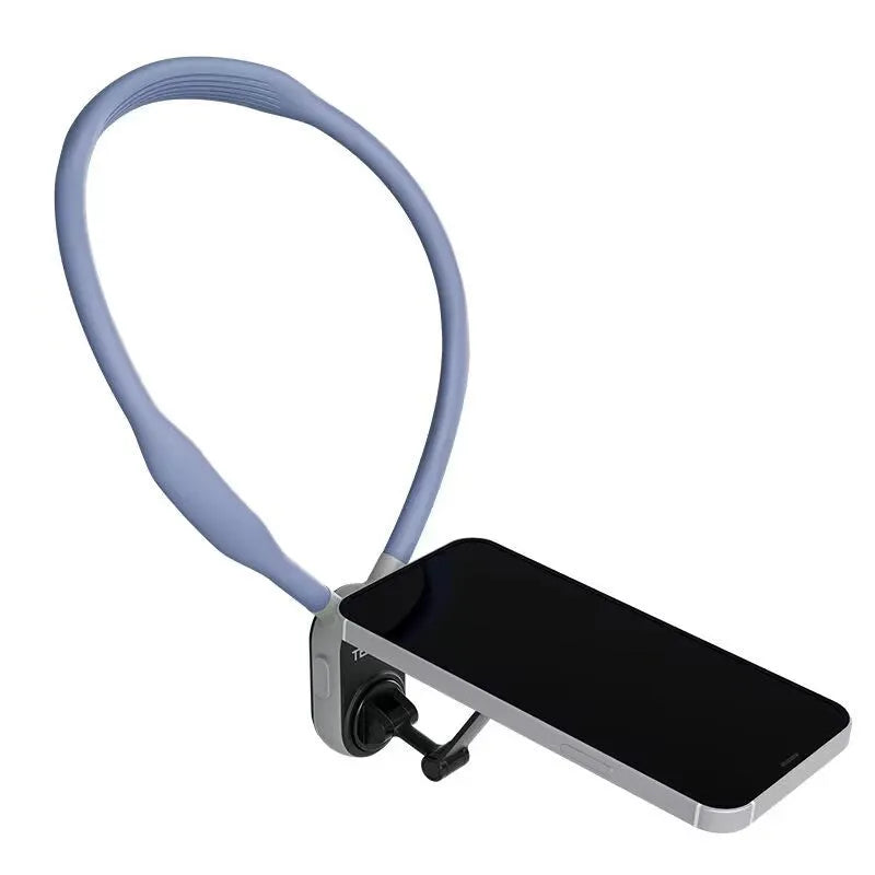Silicone magnetic phone neck mount with quick release bracket showing gray colour option