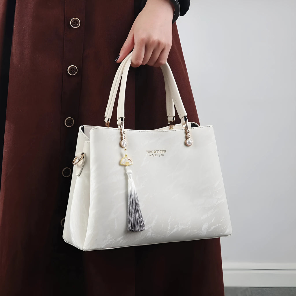 Women's horizontal square PU leather shoulder bag in ethnic style colours