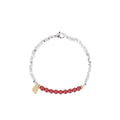 Geometric copper couple bracelet with round silver lucky beads measuring 16cm with white K finish