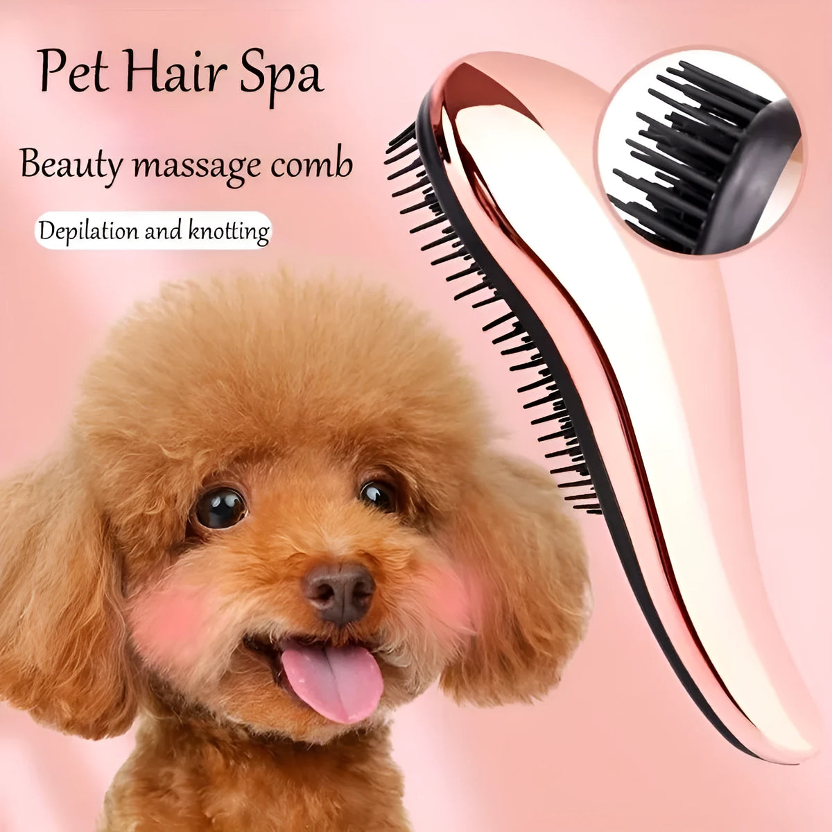 2-in-1 floating dog grooming comb and massage brush in blue removes hair and relaxes pets during bath time