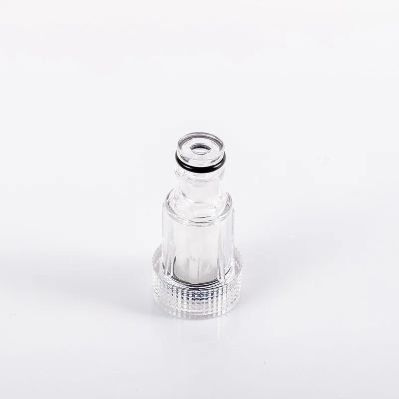 Transparent plastic inlet joint with filter screen for Kärcher pressure washers, 3cm diameter