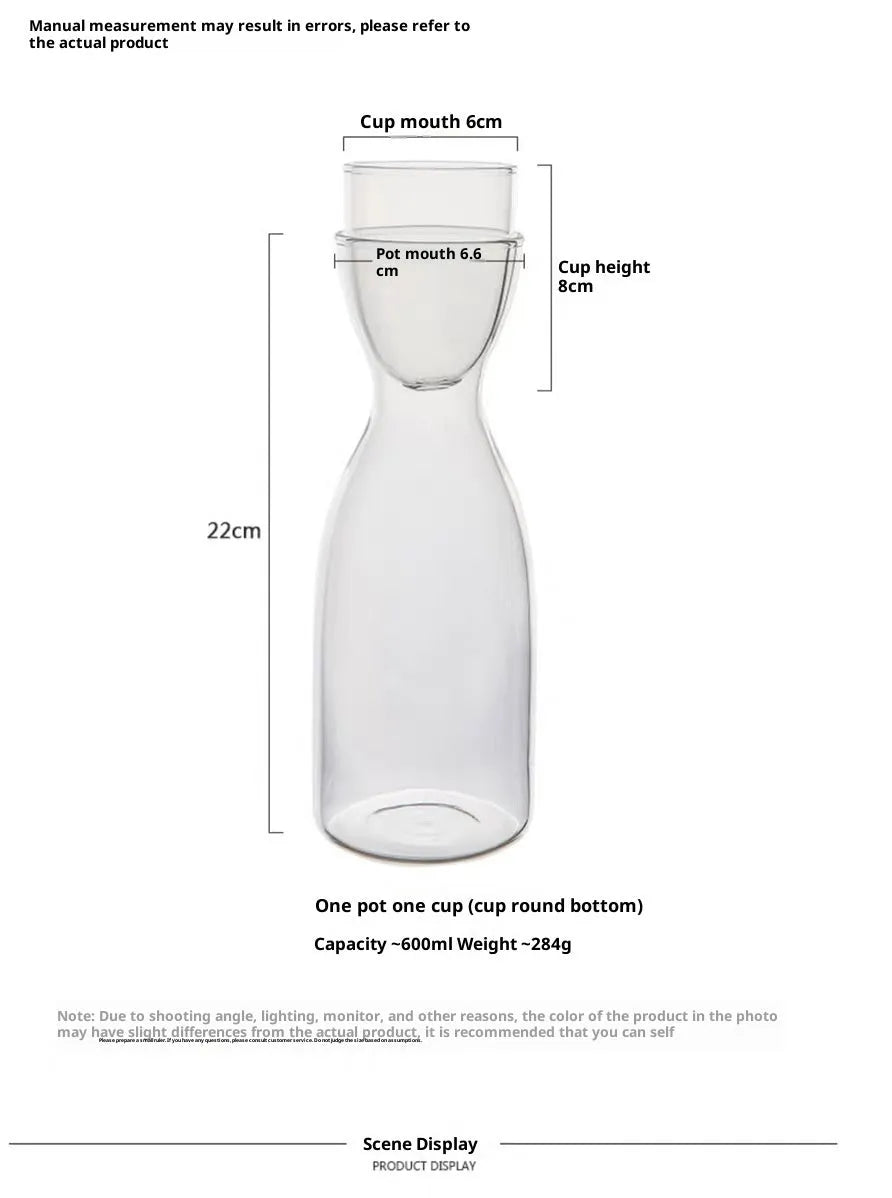 Transparent glass kettle and water cup set, Nordic style cold kettle for juice, milk and scented tea