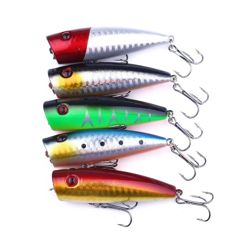 Pack of 5 freshwater fishing embryonic baits in ABS plastic, 7cm long with 9g weight and 6# hook