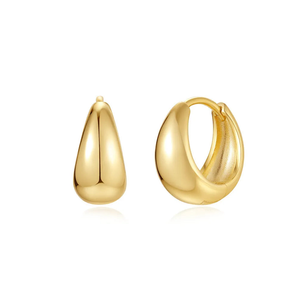 Brass diamond earclip earrings with geometric round design and gold electroplated finish