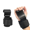 Black fitness wrist grip hook with adjustable strap for pull-up training