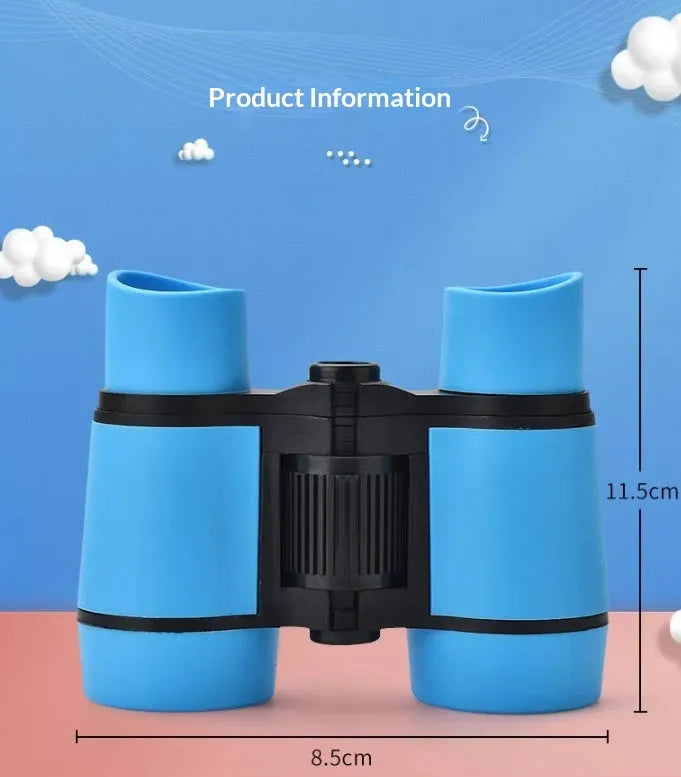 Kids toy telescope 4X30 HD portable binoculars with flat leather body in blue