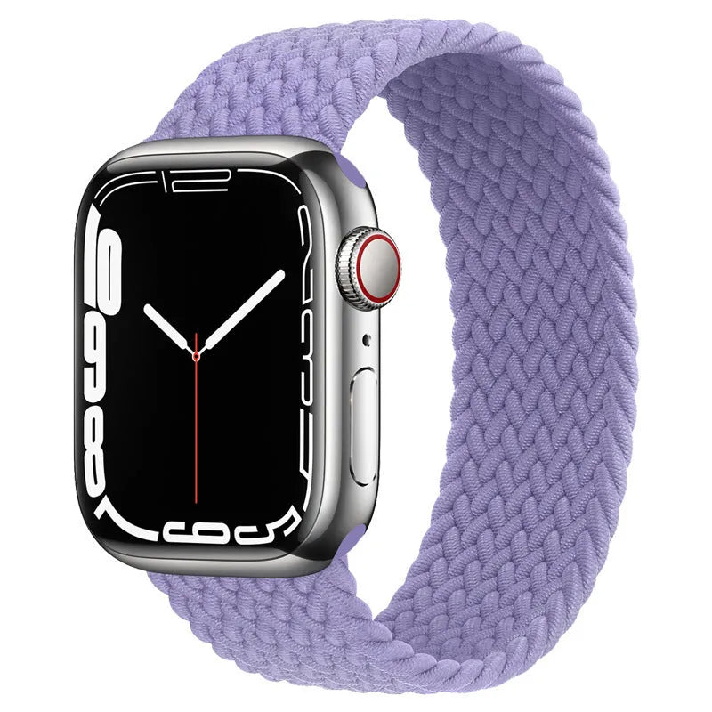 Elastic braided nylon watch strap in rainbow colours for Apple Watch 38mm to 45mm