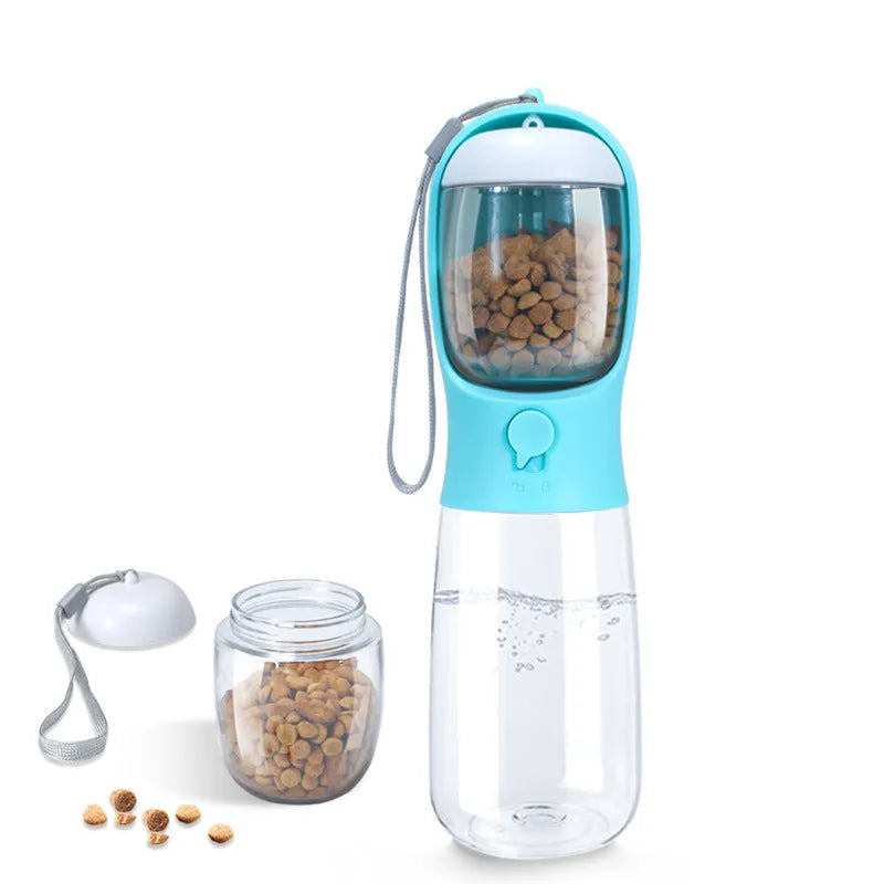 Portable cat and dog outdoor dual-purpose brigade kettle water cup in milk white with detachable 550ml water and 100g grain compartments