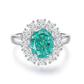 Geometric S925 silver ring for women with an inlaid Palaibahao and high carbon diamond on a white background.
