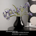 Round belly ceramic vase in black or white with optional artificial flowers arrangement