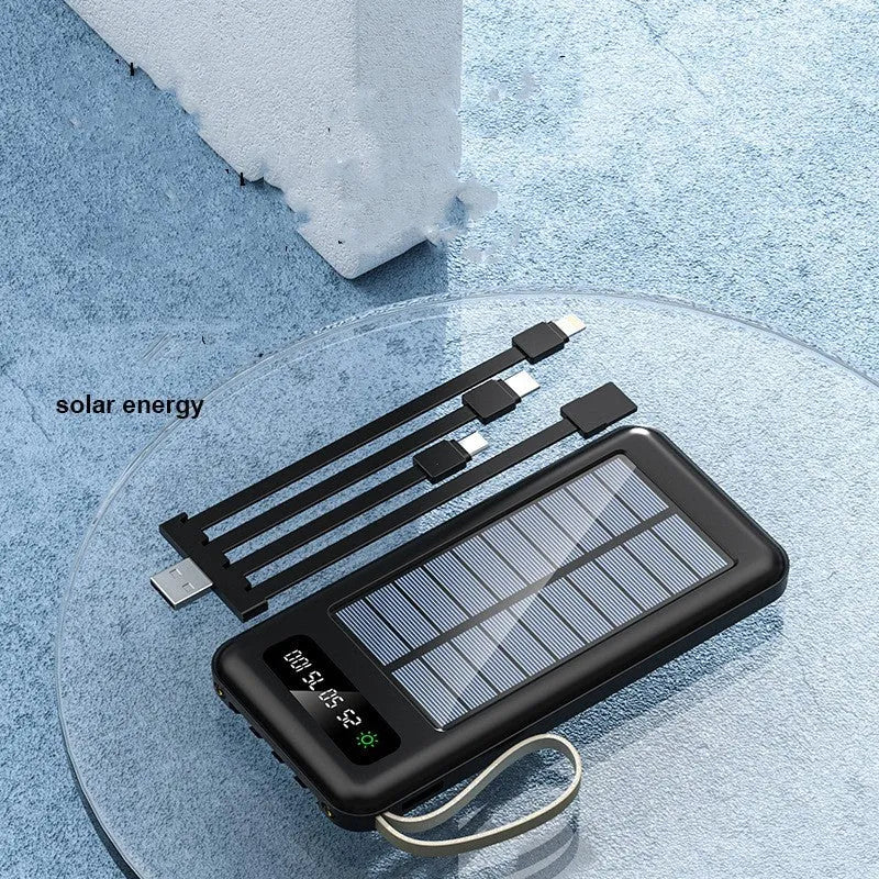 Solar power bank in cool black or ivory white with polymer lithium ion cell and 20000mA/30000mA capacity options