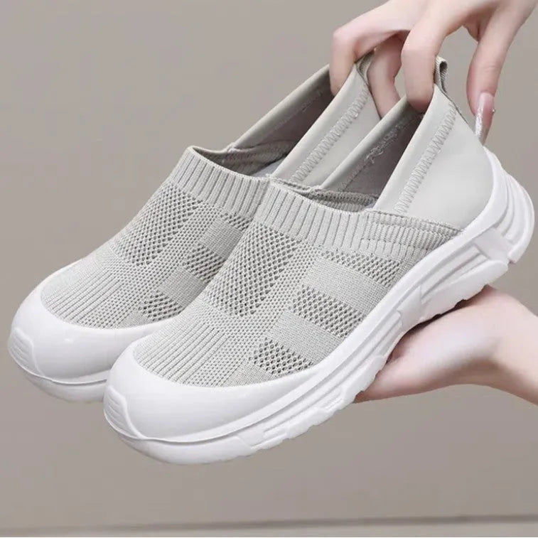 Women's black slip-on one pedal shoes with soft PVC sole and breathable cloth upper