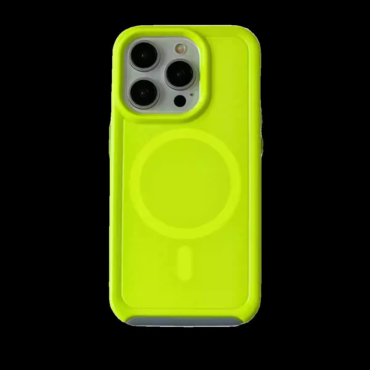 Magnetic matte silicone phone case for iPhone in fluorescent green with anti-fall protection