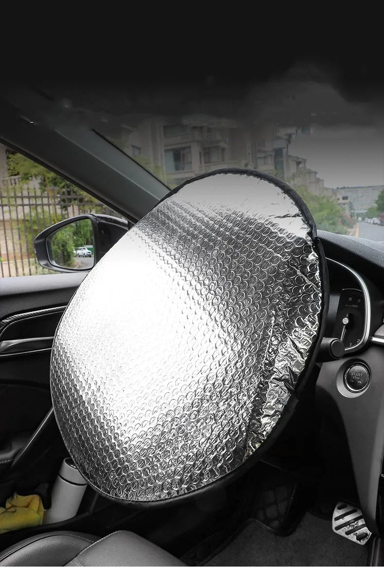 Car steering wheel sunshade cover made from aluminium foil for sun heat protection