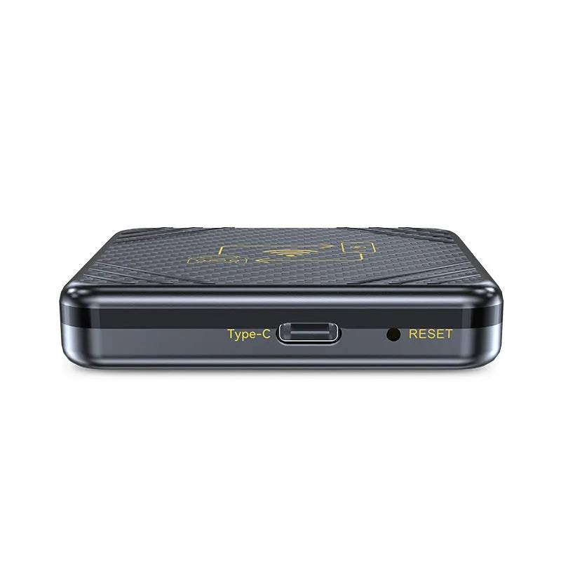 Wireless CarPlay and Android Auto smart box adapter in ABS plastic with USB connection