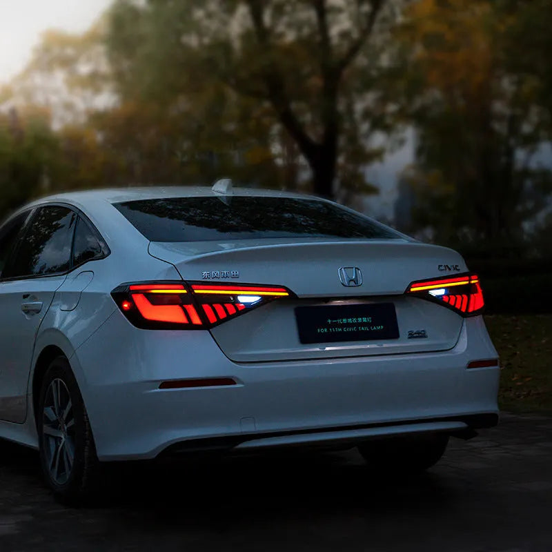 11th generation Honda Civic black and red LED aftermarket taillight assembly.