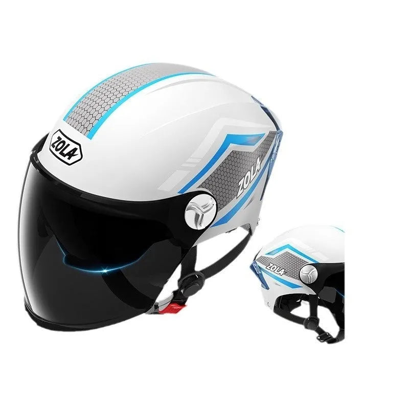 3C certified ABS half helmet for motorcycle sun protection in light brown double mirror colour.
