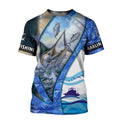 Men's fishing pattern printed t-shirt in loose fit with digital print design