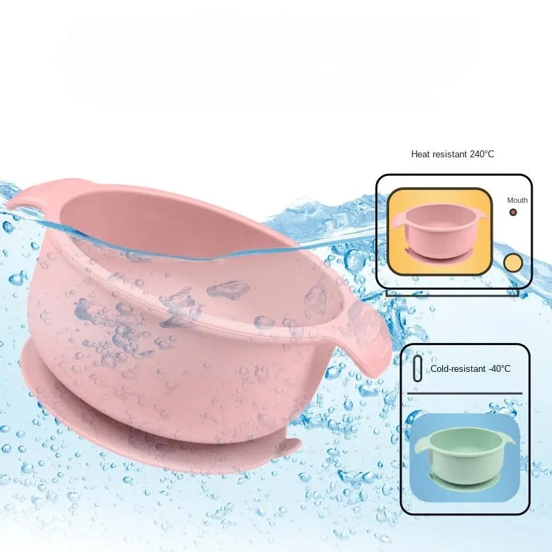 Silicone pet bowl with suction cup base in a choice of five colours: beige, blue, grey, green, and pink.
