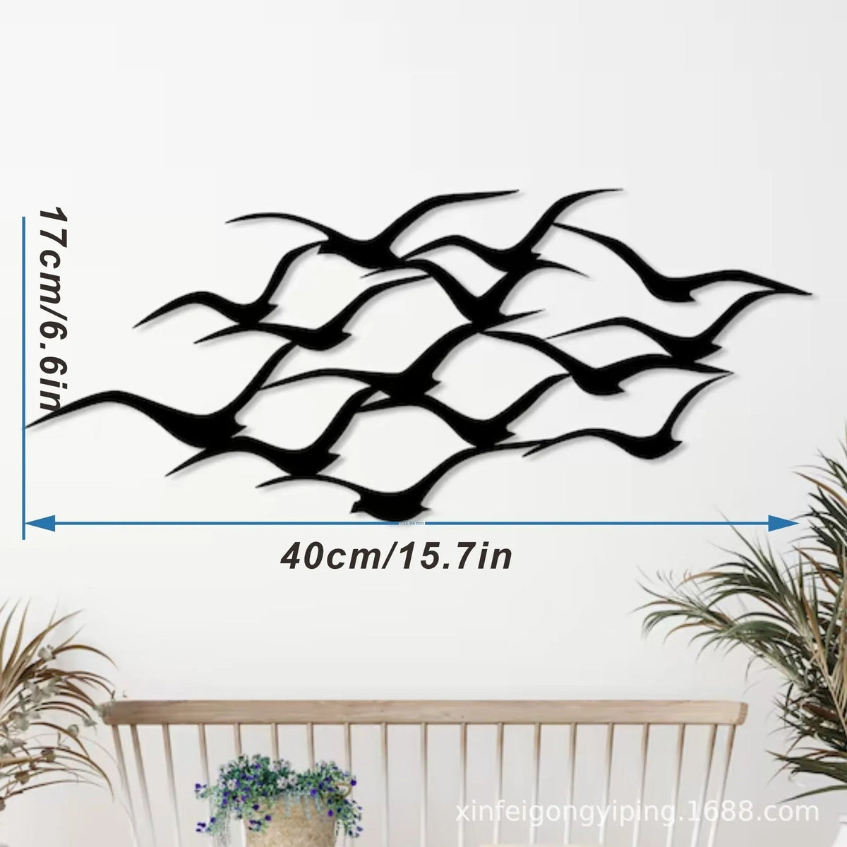 Seagull metal flying bird wall decoration in modern simplicity style for garden, office, or hotel wall