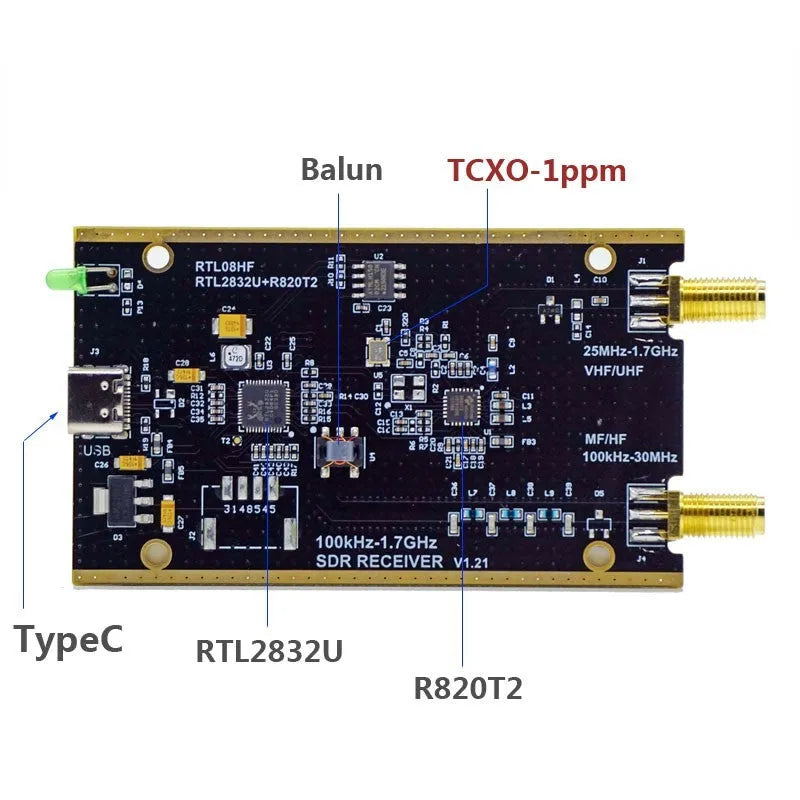 RTL-SDR RTL2832U R820T2 all-band software radio receiver for aviation and shortwave
