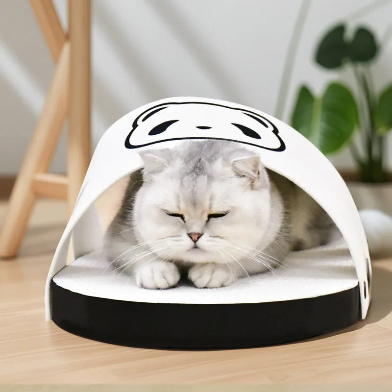 White slipper-shaped corrugated cardboard cat scratch board.