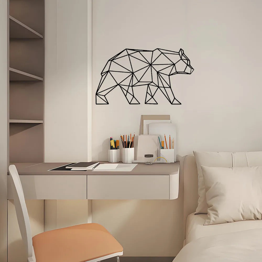 Polar bear silhouette metal iron wall hanging decoration modern Chinese style