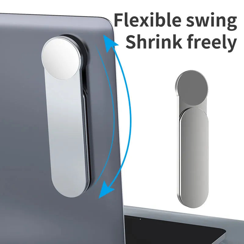 Silver aluminium alloy dual screen extension bracket with magnetic phone holder for desk mounting