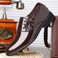 Black and brown business formal men's shoes with rubber sole and artificial PU upper