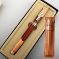 Wooden barrel pen with metal components and a storage bag