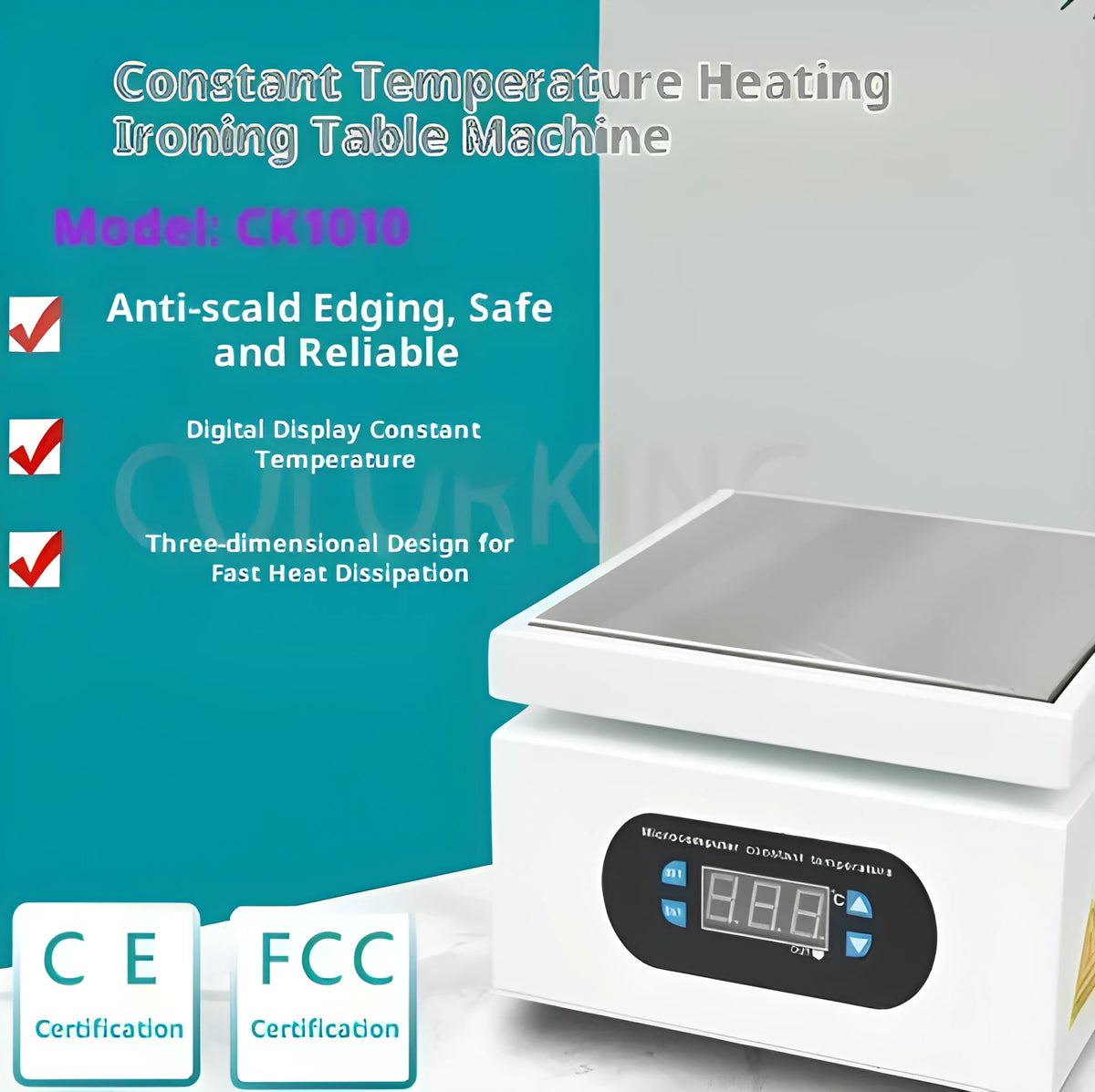 High power intelligent temperature control film sealing machine with anti-scald edging, shown in 20x20cm size option