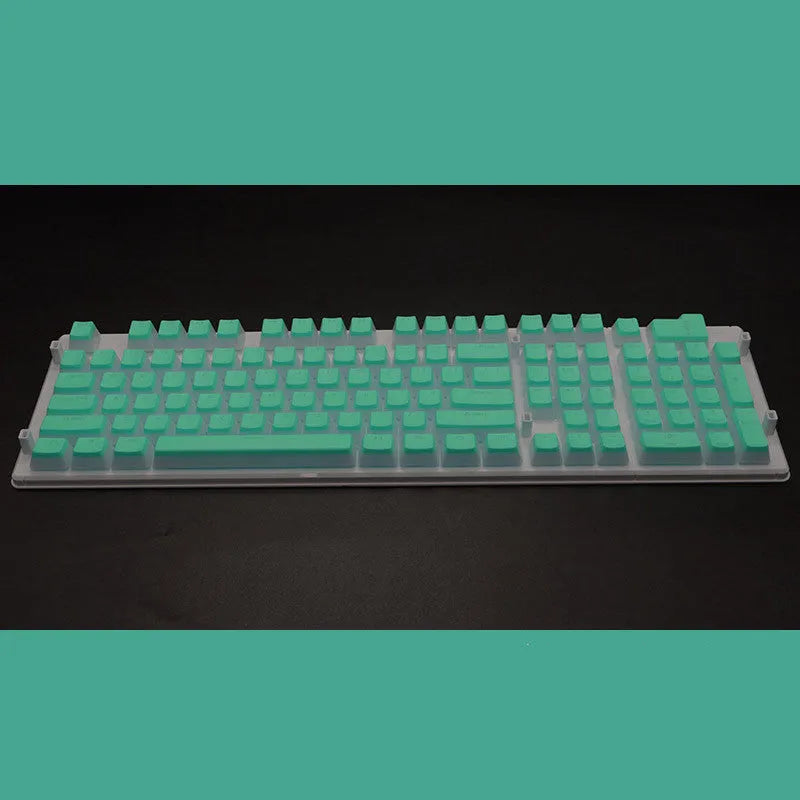 108 key double skin pudding cream PBT translucent mechanical keyboard keycap set showing RGB backlight enhancement