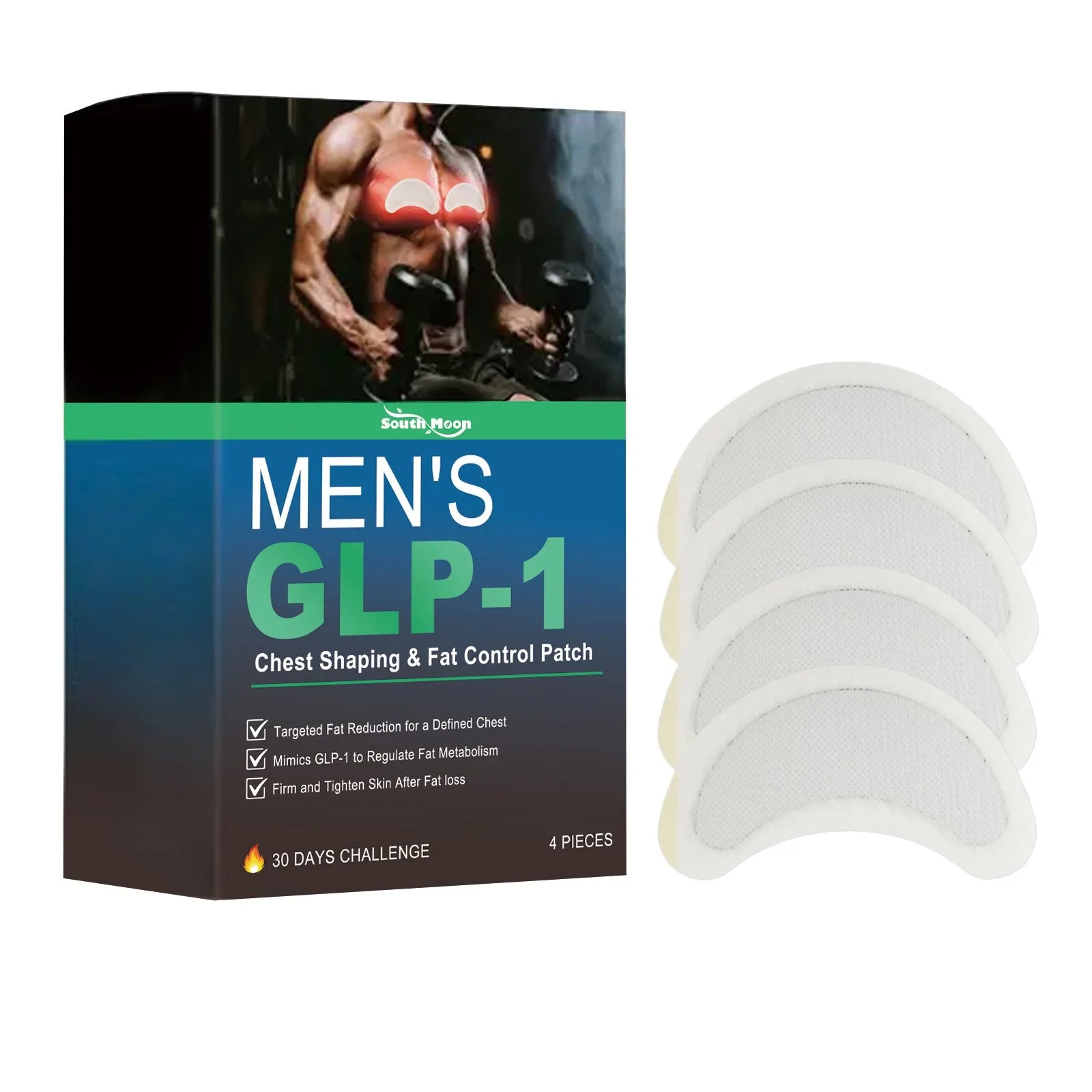 Men's figure control patch set containing four thin chest patches with herbal formula