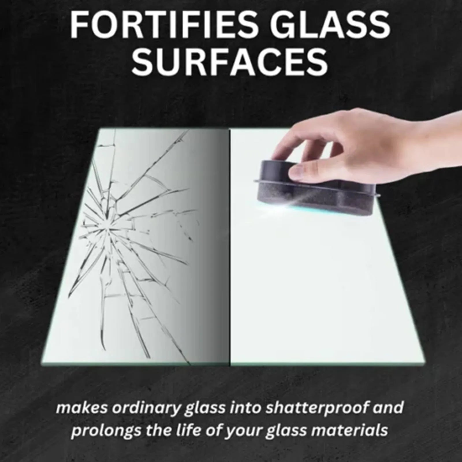 Single piece reinforced car cleaning sponge for windshields and hydrophobic glass.