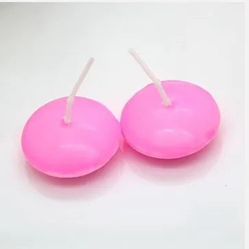 Pack of 10 floating candles in ivory white, red, pink, pure white, and yellow, cylindrical paraffin wax