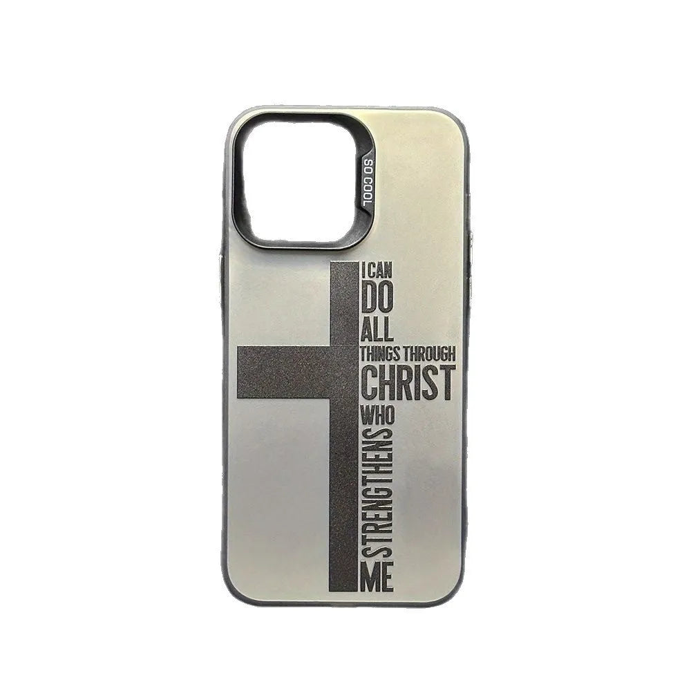 Cross English colour silver drop-resistant hard PC phone case for Apple iPhone in black