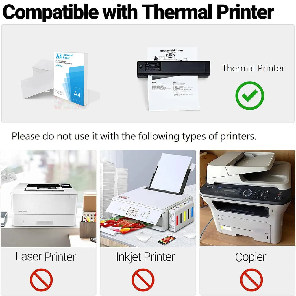 A4 thermal printer paper white sheets in folding paper bag or colour box packaging options