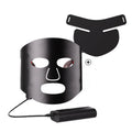 White and black LED phototherapy face mask with controller showing seven colour light modes for skin treatment
