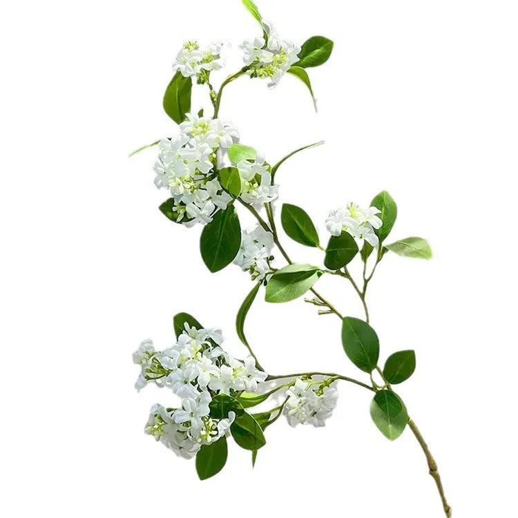 Single artificial silk flower stem in white for table decoration and wedding photography props, 50g