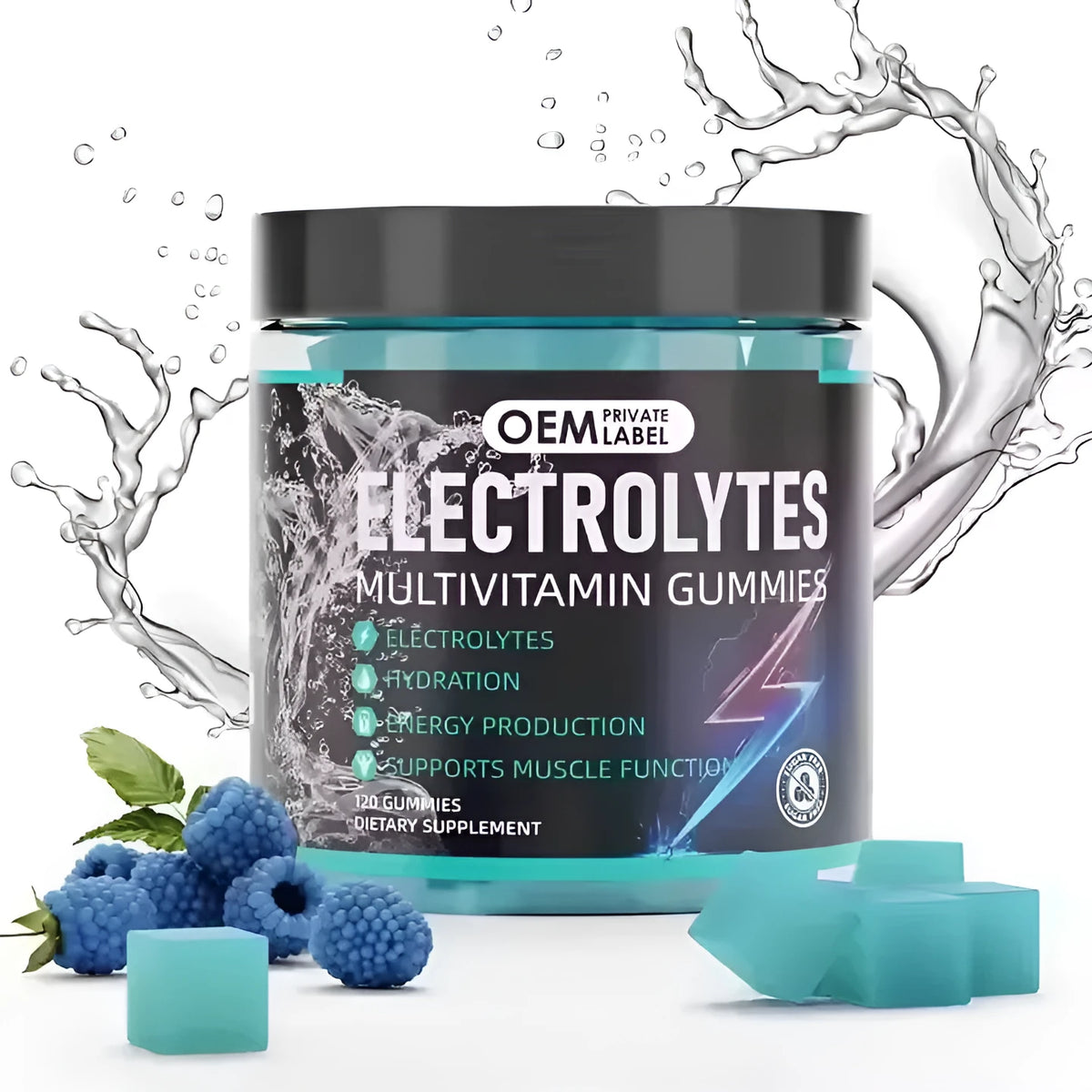 Electrolyte soft candy for adults, 120 tablets, chewable jelly format, cool dry storage