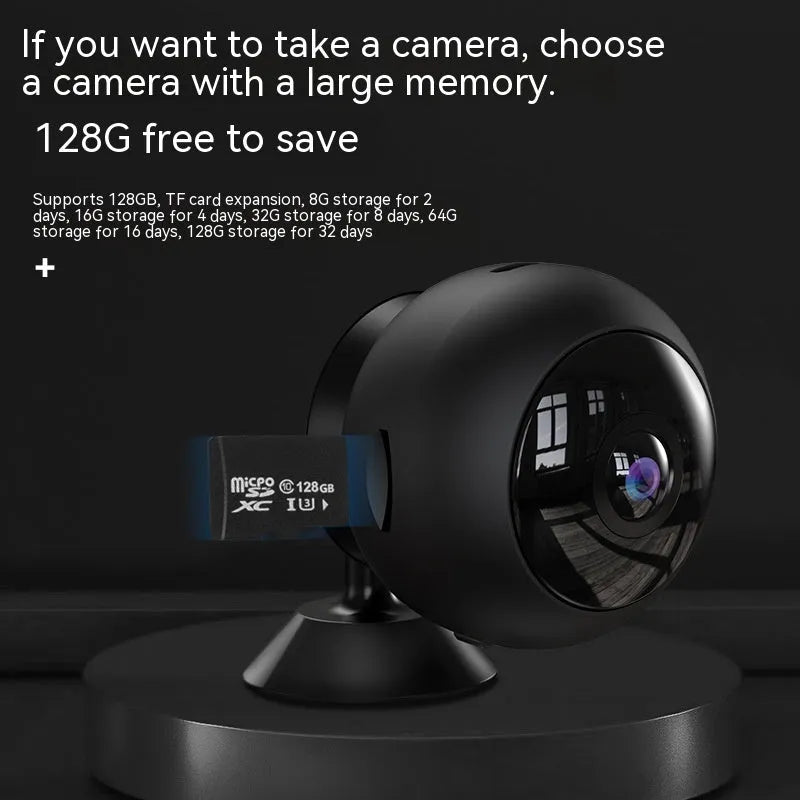 1080p wireless Wi-Fi surveillance camera with ABS housing and 3.6° lens