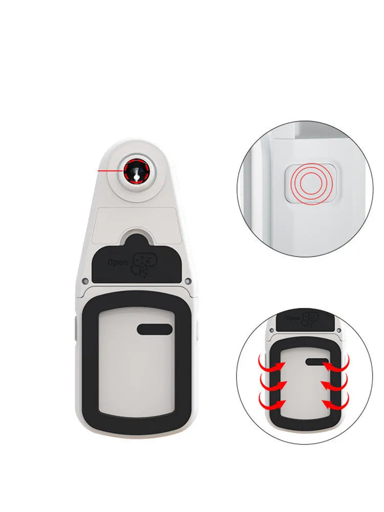 Electric hammer drill cover with red laser level and dust collection indicator showing dimensions 77x52x190mm